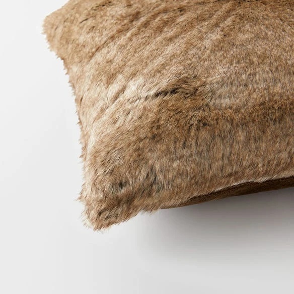 Arctic Faux Fur Cushion - Brown Fox 3 Arctic Faux Fur Cushion - Brown Fox
