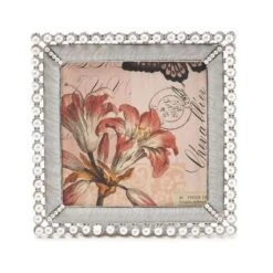 Enamel Frame With Pearl Border Square - White