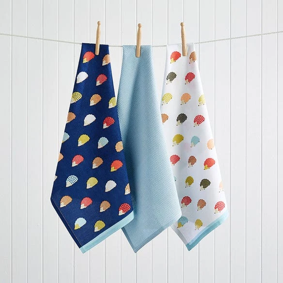 Hedgehog Tea Towel Set Of 3 3 Hedgehog Tea Towel Set Of 3