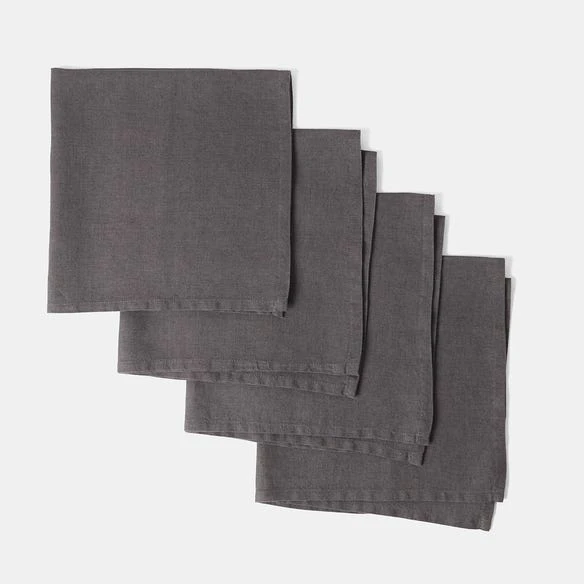 Milano Linen Napkins - Charcoal 3 Milano Linen Napkins - Charcoal