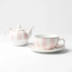 Miss Stripe Tea Set - Pastel Pink -Dream Home Art 19174903 P 1