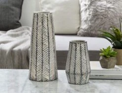 Tribal Etched Squat Vase 7 Tribal Etched Squat Vase -Dream Home Art 20019601 P