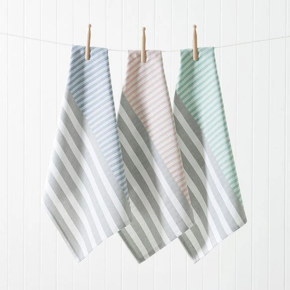 Set Of 3 Woven Stripe Tea Towel Set Of 3 3 Set Of 3 Woven Stripe Tea Towel Set Of 3