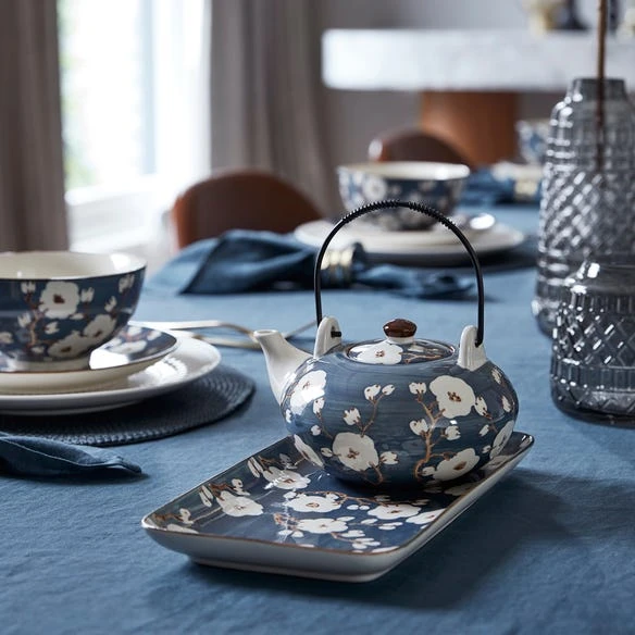 Cherry Blossom Plate - Slate Blue 3 Cherry Blossom Plate - Slate Blue