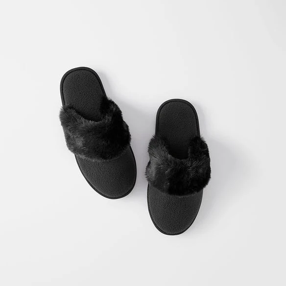 Felt Fur Slip On - Black 3 Felt Fur Slip On - Black