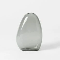 Pebble Stone Shaped Glass Vase - Charcoal