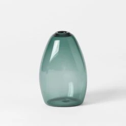 Pebble Stone Shaped Glass Vase -Teal 7 Pebble Stone Shaped Glass Vase -Teal -Dream Home Art 21440201 P