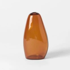 Pebble Stone Shaped Glass Vase - Amber