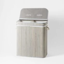 Collapsible Bamboo Lights And Darks Hamper
