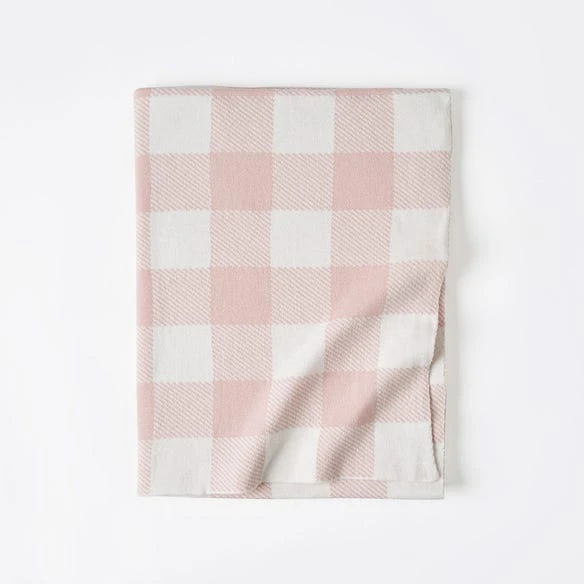 Gingham Kids Throw - Pale Pink/Ivory 4 Gingham Kids Throw - Pale Pink/Ivory - Image 2
