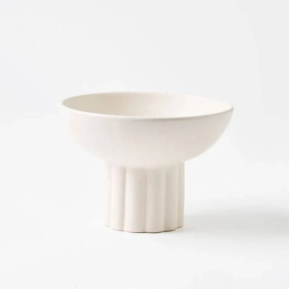 Archer Ribbed Round Footed Bowl - Off White 4 Archer Ribbed Round Footed Bowl - Off White - Image 2