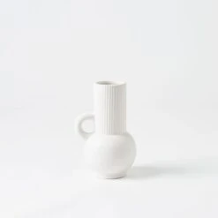 Flounder Ribbed Urn Small - White