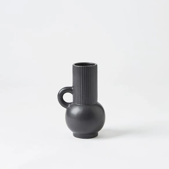 Flounder Ribbed Urn Small - Black 4 Flounder Ribbed Urn Small - Black - Image 2