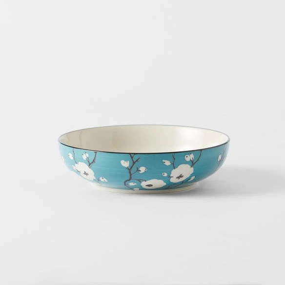 Cherry Blossom Low Bowl - Teal 4 Cherry Blossom Low Bowl - Teal - Image 2