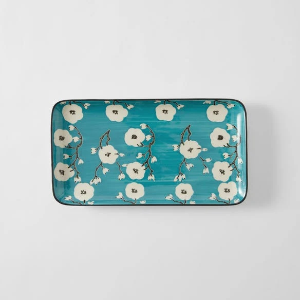 Cherry Blossom Rectangle Platter - Teal 4 Cherry Blossom Rectangle Platter - Teal - Image 2
