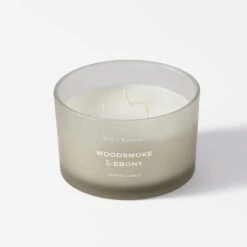 Bed And Bath 450g Frosted Glass Candle - Woodsmoke And Ebony