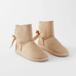 Suede Slipper Boot - Natural