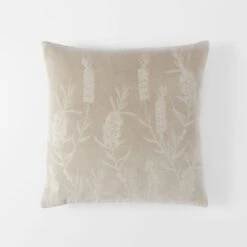 Bottle Brush Velvet Cushion - Stone