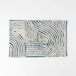 Archer Bath Mat - Steel Blue/Ivory