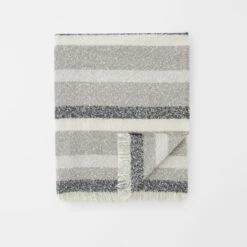 Reid Striped Brushed Throw - Grey