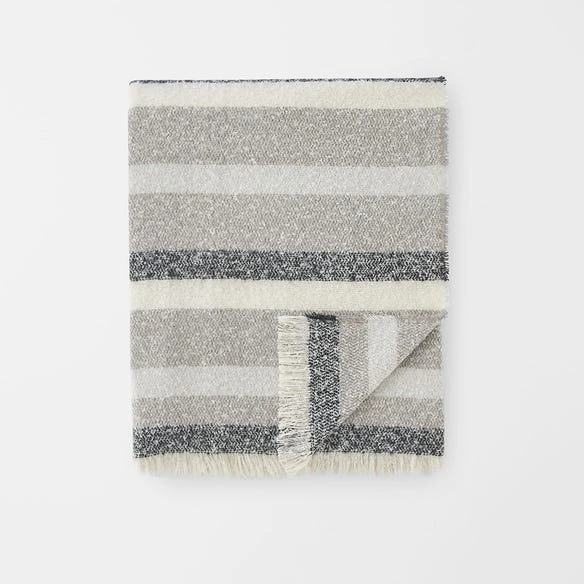 Reid Striped Brushed Throw - Grey 3 Reid Striped Brushed Throw - Grey