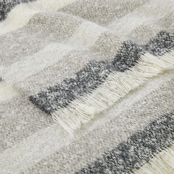 Reid Striped Brushed Throw - Grey 5 Reid Striped Brushed Throw - Grey - Image 3