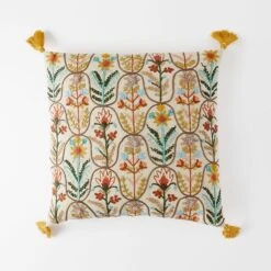 Botany Embroidered Cushion - Ivory/Multi 7 Botany Embroidered Cushion - Ivory/Multi -Dream Home Art 22558401 P 1