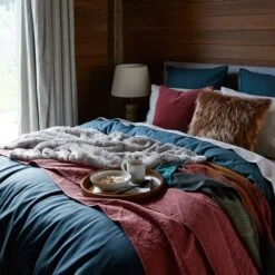 Olsen Linen/Cotton Quilt Cover - Slate Blue 9 Olsen Linen/Cotton Quilt Cover - Slate Blue -Dream Home Art BBNT Bed LS Ultimate Winter Bed Winter 2020 Layers