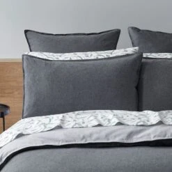 Lusso Brushed Cotton Quilt Cover - Charcoal Cool Grey -Dream Home Art G LUSSO 010301 00580 V21