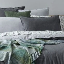 Lusso Brushed Cotton Quilt Cover - Charcoal Cool Grey -Dream Home Art G LUSSO 010301 00580 V23