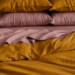 Milano Linen Quilt Cover - Mustard -Dream Home Art G MILANO 010803 00140 V06
