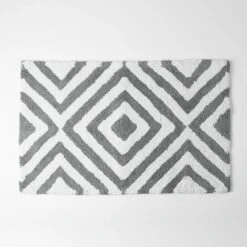 Montauk Geo Bath Mats - Charcoal White 5 Montauk Geo Bath Mats - Charcoal White -Dream Home Art G MONTAUKGE 110102 00580 V03