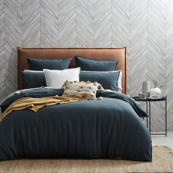 Olsen Linen/Cotton Quilt Cover - Slate Blue 5 Olsen Linen/Cotton Quilt Cover - Slate Blue - Image 3