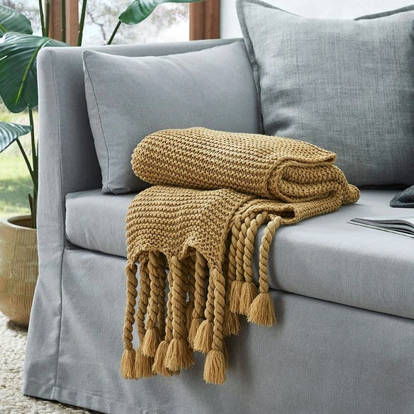 Chunky Throw - Mustard 3 Chunky Throw - Mustard