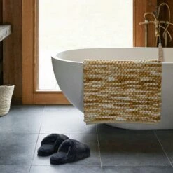 Cirrus Bath Mats - Mustard Ivory -Dream Home Art M F Cirrus BM W20 199290 R