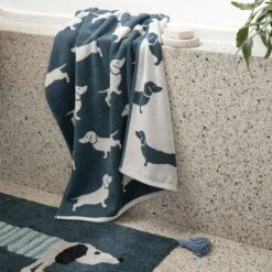 Frankie Towel 8 Frankie Towel -Dream Home Art M F Frankie Dog Towels Slate Blue Ivory 213784 R LS Mother Earth 2