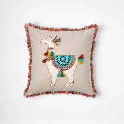 Llama Cushion 7 Llama Cushion -Dream Home Art M F Llama Cushion w fringe Beige 45x45cm 20234901