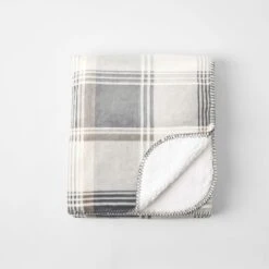 Check Sherpa Throw 5 Check Sherpa Throw -Dream Home Art M F Sherpa Check Throw Grey Stone 15708305 1