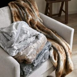 Arctic Faux Fur Throw - Grey Fox 9 Arctic Faux Fur Throw - Grey Fox -Dream Home Art M F Winter Essentials 18197 1