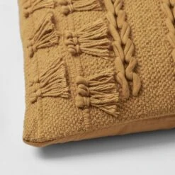 Zanzibar Tassel Cushion - Mustard -Dream Home Art M F Zanzibar Tassel Cushion Mustard 50x50cm 20005202 Detail