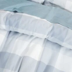 Lincoln Brushed Cotton Quilt Cover - Blue Check 13 Lincoln Brushed Cotton Quilt Cover - Blue Check -Dream Home Art M F Lincoln Blue Detail 1011 ECOM 5