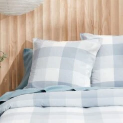 Lincoln Brushed Cotton Quilt Cover - Blue Check 11 Lincoln Brushed Cotton Quilt Cover - Blue Check -Dream Home Art M F Lincoln Blue Euroi009 ECOM 1