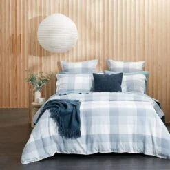 Lincoln Brushed Cotton Quilt Cover - Blue Check 10 Lincoln Brushed Cotton Quilt Cover - Blue Check -Dream Home Art M F Lincoln Blue QQC007 ECOM 7
