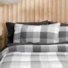 Lincoln Brushed Cotton Quilt Cover - Charcoal Check -Dream Home Art M F Lincoln Charcoal Pillow004 ECOM 1