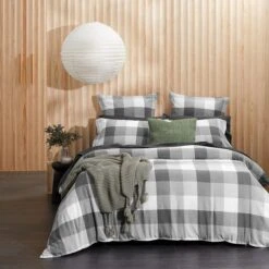 Lincoln Brushed Cotton Quilt Cover - Charcoal Check -Dream Home Art M F Lincoln Charcoal QQC001 ECOM 7