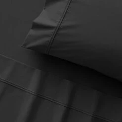 Perfects 250 TC Cotton Blend Sheets - Black 7 Perfects 250 TC Cotton Blend Sheets - Black -Dream Home Art M F S23 Perfects Black SS Detail SI 11