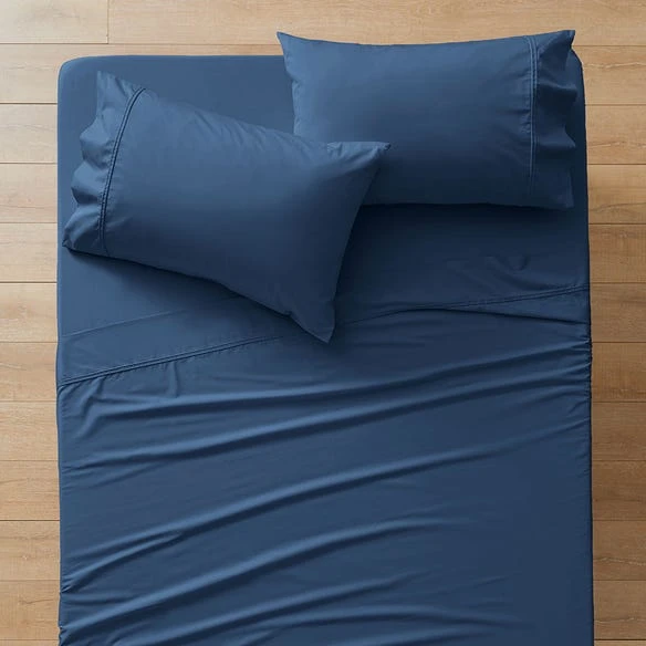 Pure 250 TC Egyptian Cotton Sheet Set - Indigo 5 Pure 250 TC Egyptian Cotton Sheet Set - Indigo - Image 3