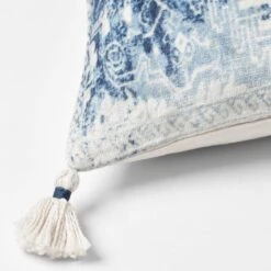 Piper Tassel Cushion - Ivory/Blue -Dream Home Art blue2 1